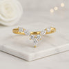 14k Gold Curved Round Diamond Wedding Rings For Women