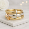 Heavy Fit Two Tone Link Connected Ring For Women