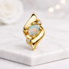 14K Gold Opal Diamond Accent Pendant Necklace