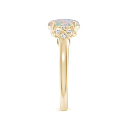 Oval Opal & Side Diamond Engagement rings