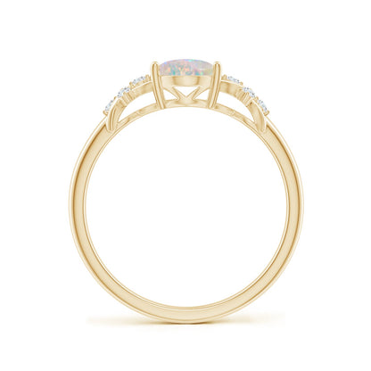 Oval Opal & Side Diamond Engagement rings