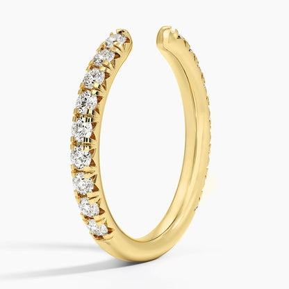 Round Cut Moissanite Diamond Open Cuff Engagement Band