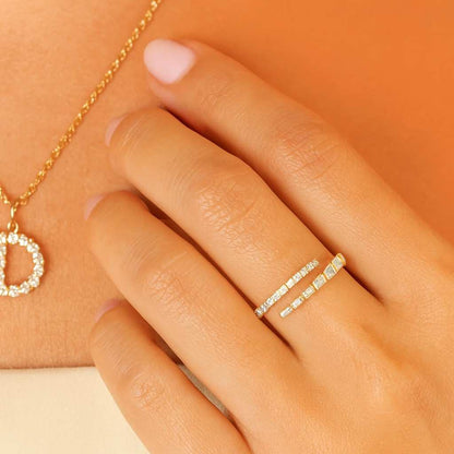 Open Cuff Diamond Proposal Ring 18K Yellow Gold Pear Lab Grown Diamond Eternity Bypass Ring