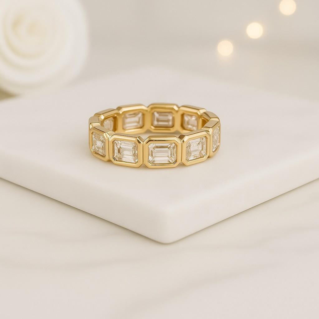 open gap alternate stone wedding band 14k gold half eternity ring for women thin stacking ring minimalist station matching spacer ring her
