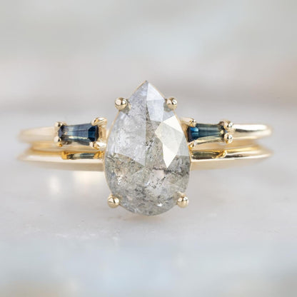 Open Stacking Band in Solid 14k, Blue Sapphire Open Gap Band