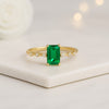 Emerald Solid 14K Yellow Gold Ring