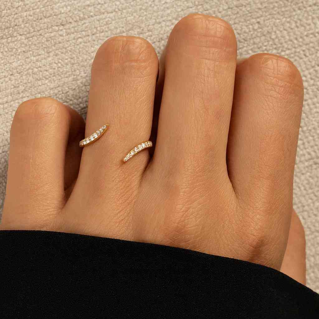 open wedding ring for engagement ring lab grown diamond ring stackable open gap ring for