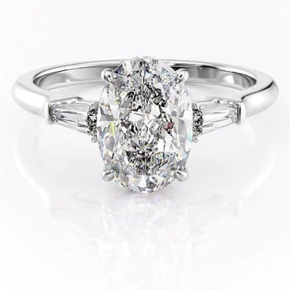 Oval And Tapered Baguette Diamond Ring