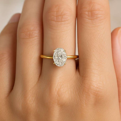 Oval Cut Diamond Ring with Double Prongs East West Engagement Ring
