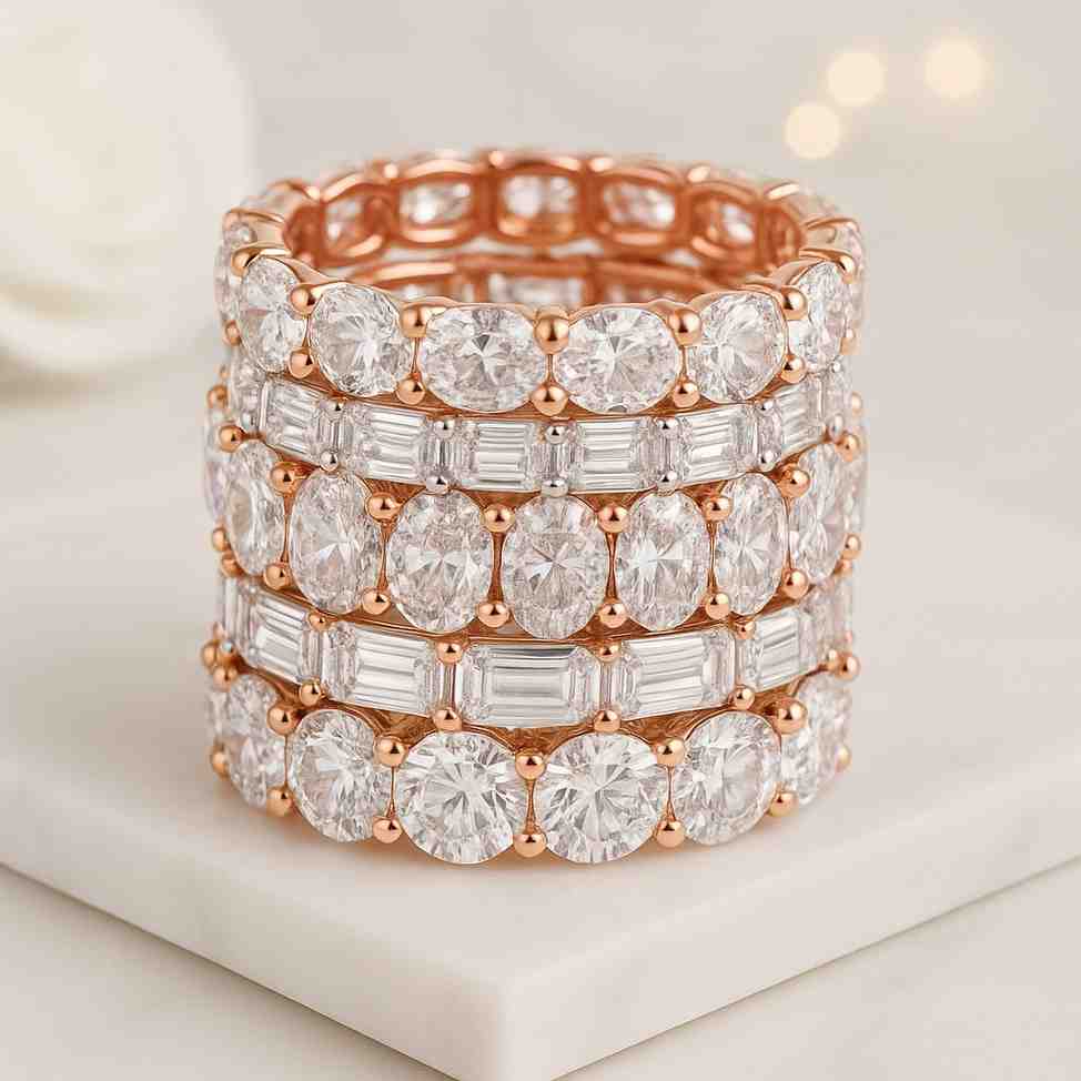 Oval Cut Full Eternity Ring Wedding Band Engagement Ring Moissanite Anniversary Ring Gift