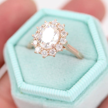 Oval Cut Halo Setting Engagement Ring