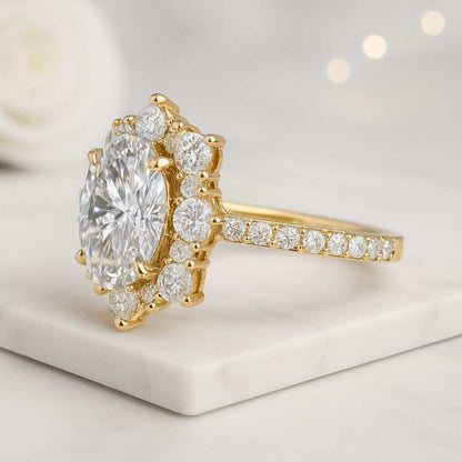 Oval Cut Lab Diamond Halo Ring 2.00ct Oval Lab Grown Diamond Engagement Halo Ring