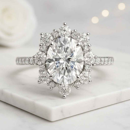 Oval Cut Lab Grown Diamond Hidden Halo Ring