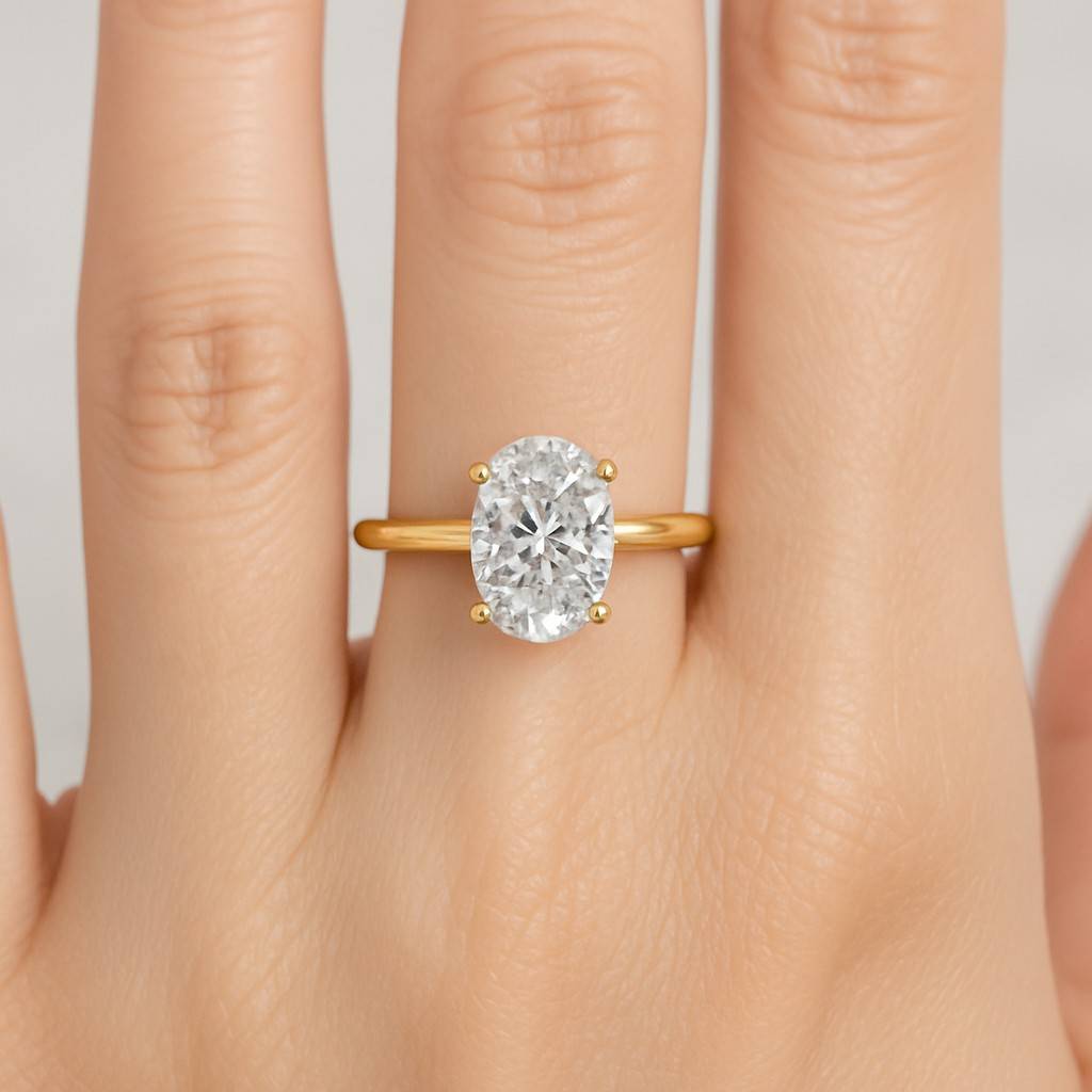 Oval Cut Lab Grown Diamond Ring 2.00ct Oval Lab Grown Diamond Engagement Ring With oval Diamond Pave Band