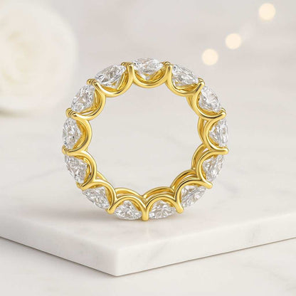 Oval Cut Lab Grown Diamond Wedding Band Full Eternity Diamond Band Wedding Gift Bridal Ring