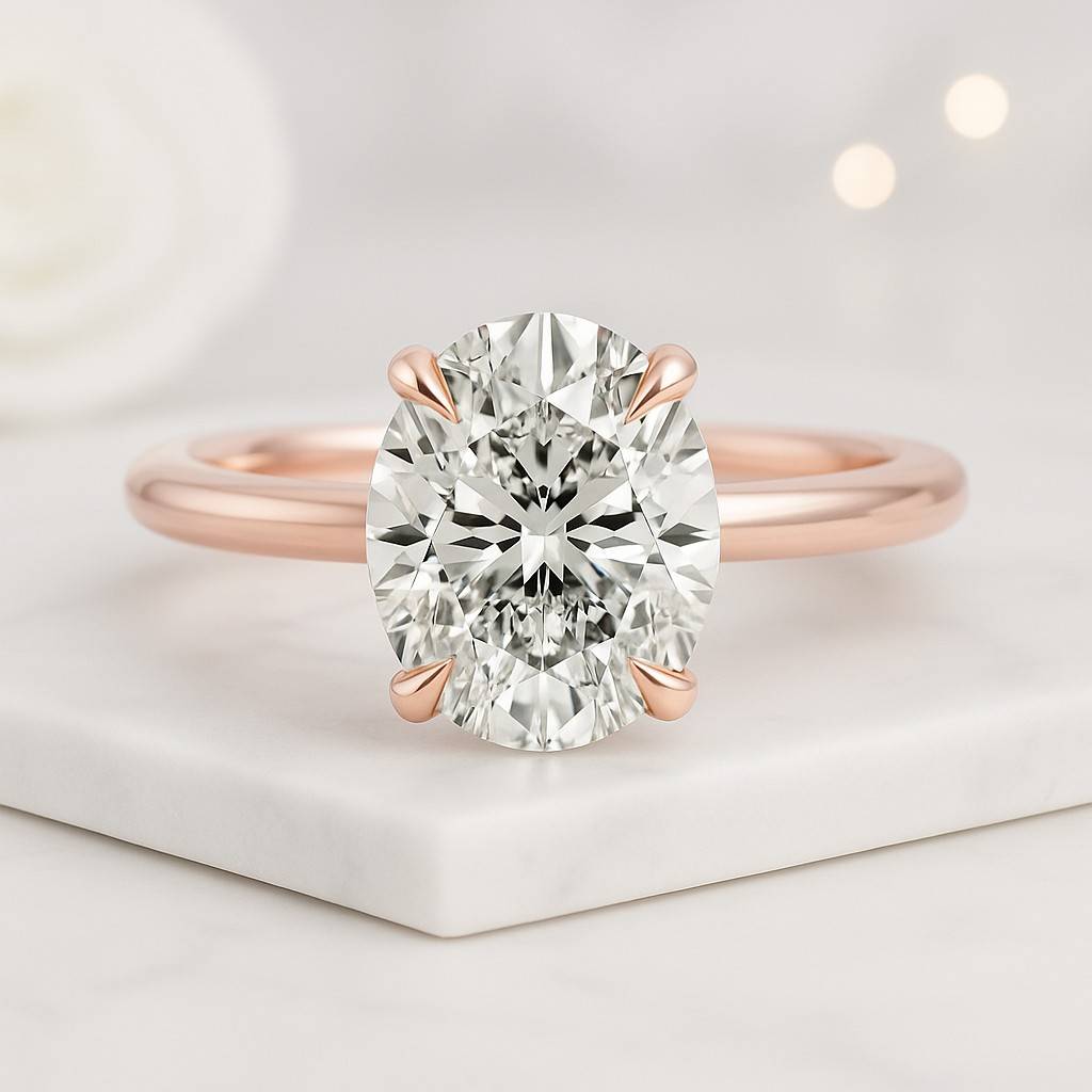 Oval Cut Labgrown Diamond Engagement Ring Oval Solitaire Lab Diamond Ring 14k Solid Gold Ring Anniversary Gift Ring Bridal Ring Daily Ring