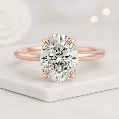 Oval Cut Labgrown Diamond Engagement Ring Oval Solitaire Lab Diamond Ring 14k Solid Gold Ring Anniversary Gift Ring Bridal Ring Daily Ring
