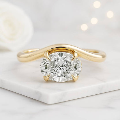 Oval Cut Moissanite Engagement Ring Set 14K Solid Gold Ring Set Stackable Ring Set Bridal Ring Set