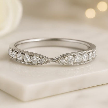 Oval Cut Moissanite Half Eternity Curve Band Colorless Moissanite Bridal Band Oval Women's Band For Anniversary Gift
