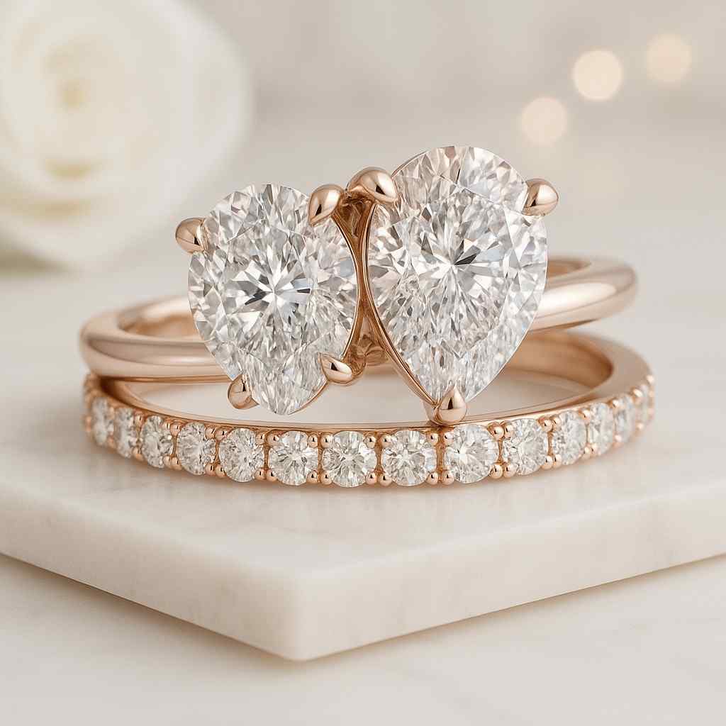 Oval Cut Moissanite Toi et Moi Engagement Ring For Her Toi Et Moi Wedding Ring