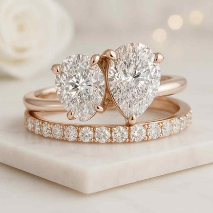 Oval Cut Moissanite Toi et Moi Engagement Ring For Her Toi Et Moi Wedding Ring