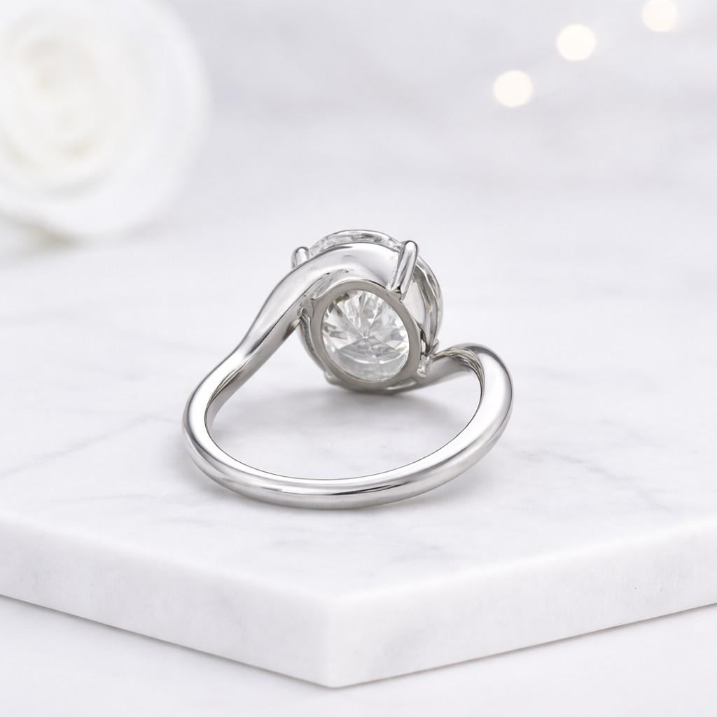 Oval Cut Solitaire Bypass Shank Wedding Ring