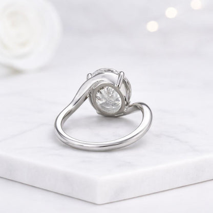 Oval Cut Solitaire Bypass Shank Wedding Ring