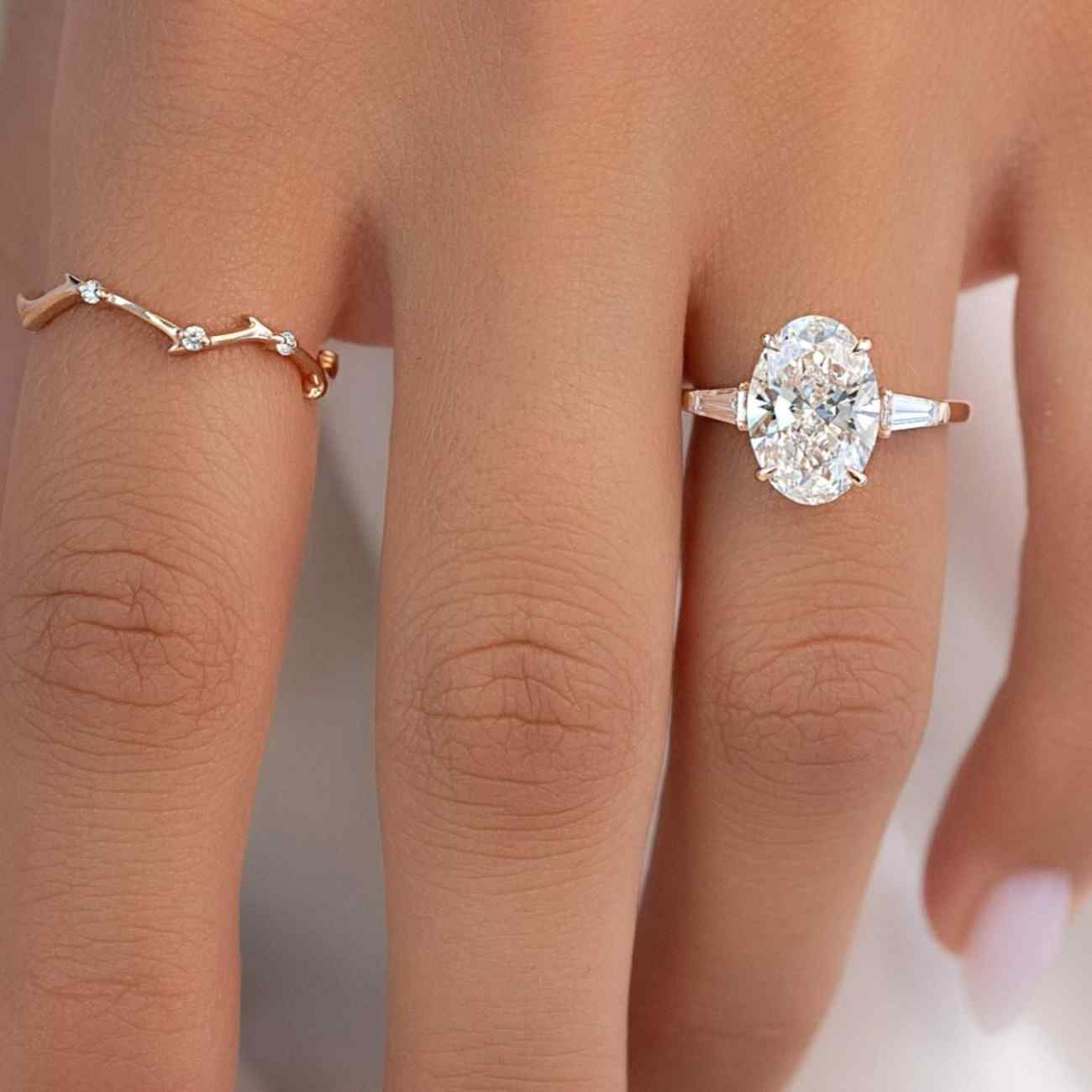 Oval Cut Three Stone Moissanite Engagement Ring