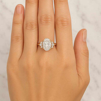 Oval Cut Wedding Band Prong Setting Half Eternity Oval Shape Lab Grown Diamond Ring