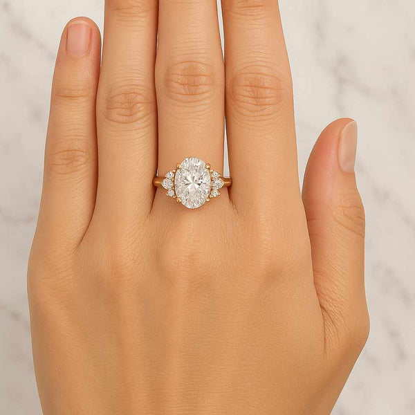 Oval Cut Wedding Band Prong Setting Half Eternity Oval Shape Lab Grown Diamond Ring
