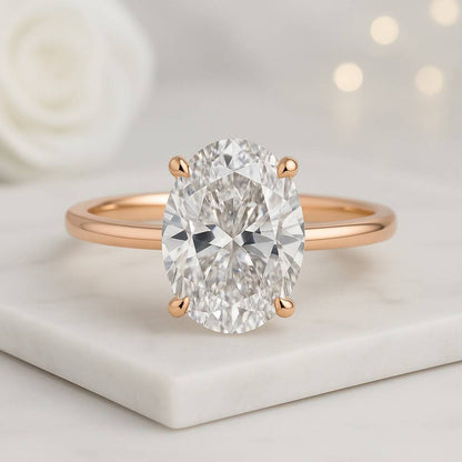 Oval Diamond Engagement Ring Set Genuine Lab Grown Diamond Wedding Ring Set