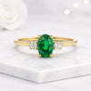 Oval Emerald Ring Oval Cut Three Stone Emerald Engagement Ring
