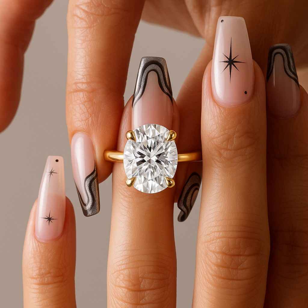 Oval Engagement ring Gold Travel ring Set Unique Silver Promise ring Wedding ring Simulated diamond Solitaire ring band gift for her