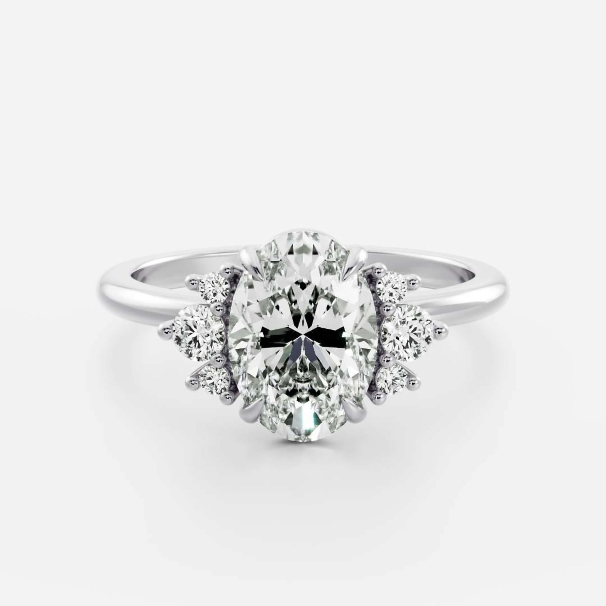 Oval Lab Diamond Solitaire Accent Ring in 14k Gold