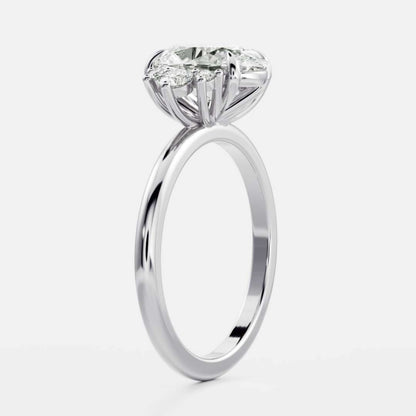 Oval Lab Diamond Solitaire Accent Ring in 18k Gold