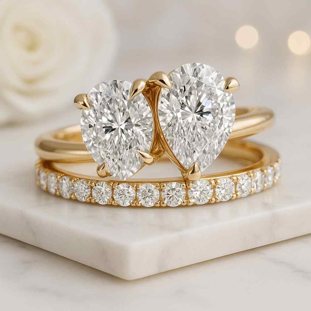 oval & pear toi et moi engagement ring two stone ring toi et moi lab grown diamond ring