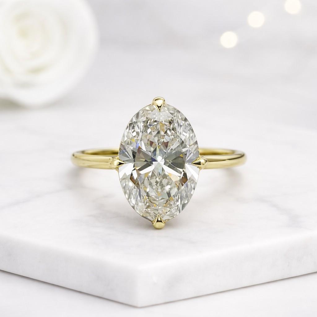 Oval Solitaire Ring 14k Solid Gold Ring Travel Ring Anniversary Gift Wedding Ring
