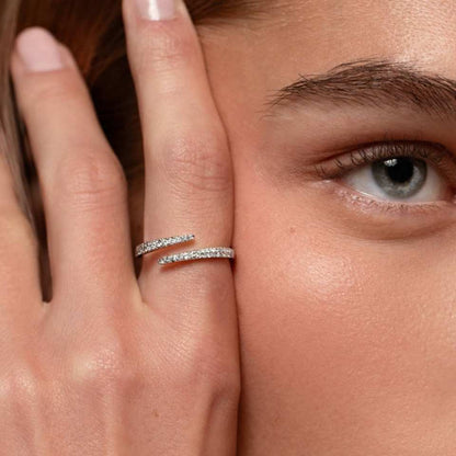 Pave Setting By pass Wedding Ring