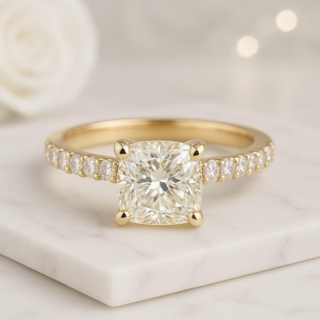 Pave Cathedral Setting Anniversary Ring for Gift IGI Certified Ring Half Eternity Pave Set Diamond Band