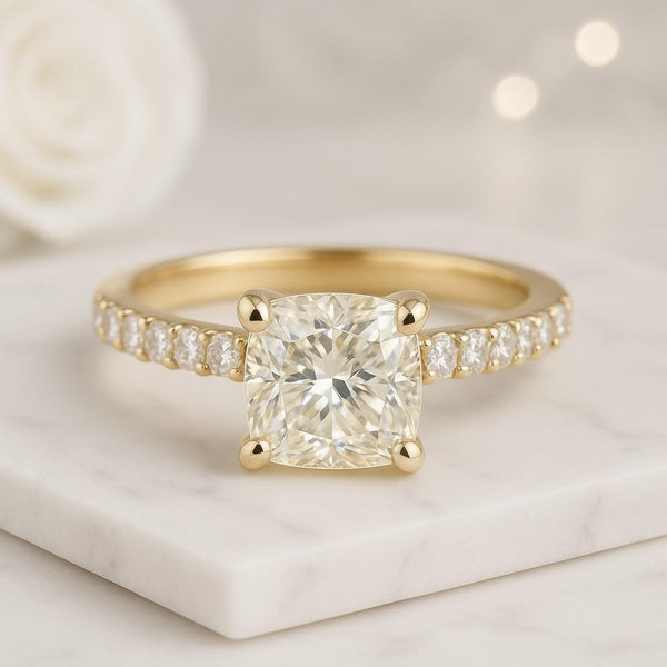 Pave Cathedral Setting Anniversary Ring for Gift IGI Certified Ring Half Eternity Pave Set Diamond Band