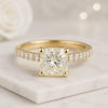 Cushion Cut Yellow Moissanite Pavé Engagement Ring
