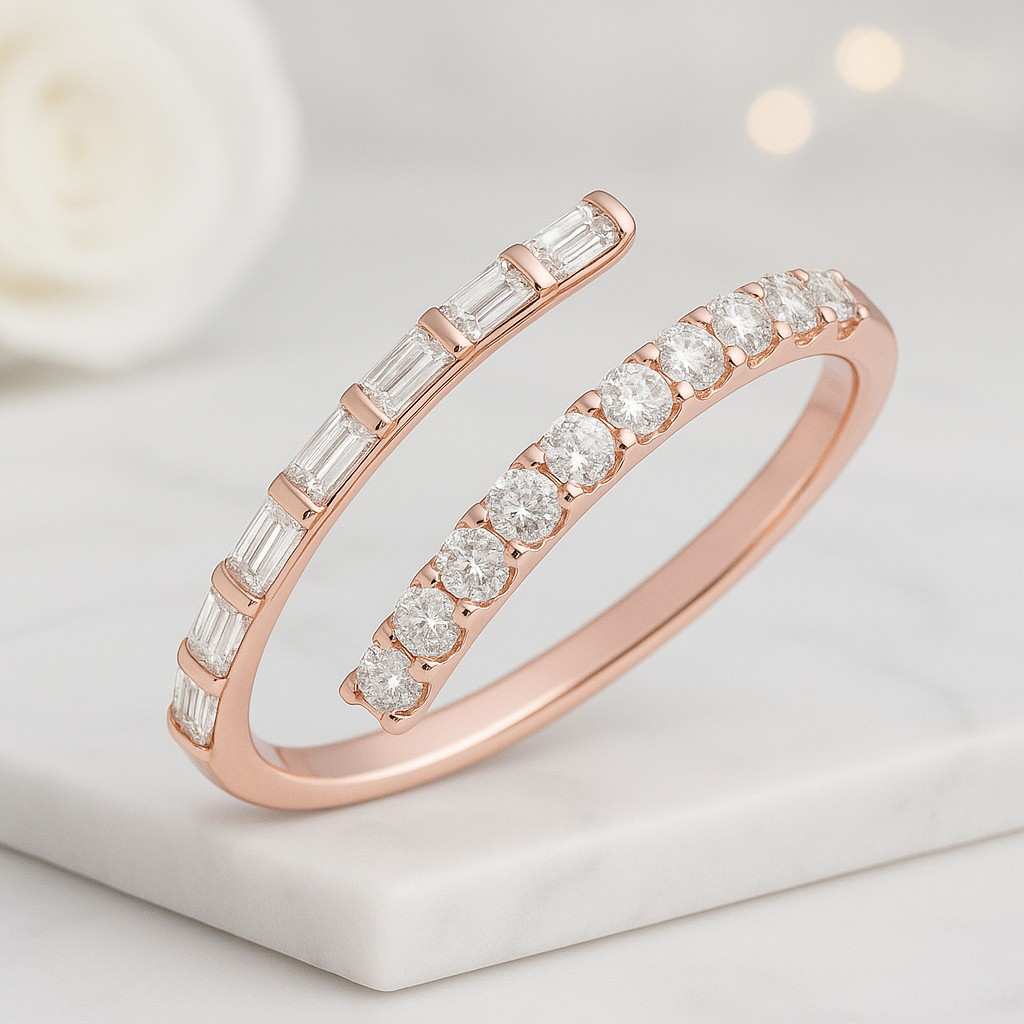 pave minimalist open anniversary ring gift bypass ring oval cut lab grown diamonds