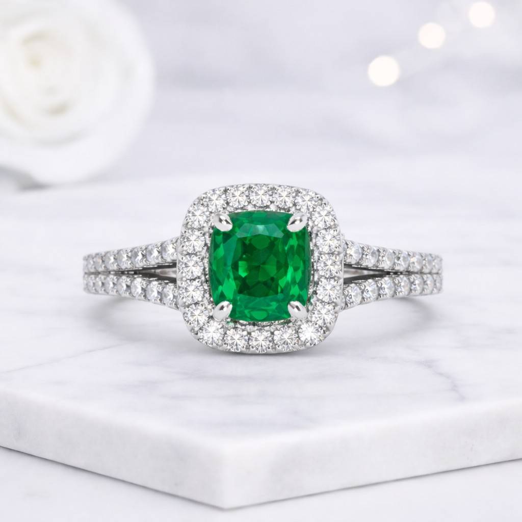 Pave Ring Lab Grown Diamond Gemstone Ring Custom Ring