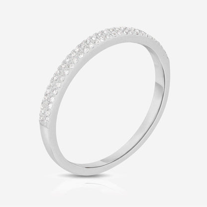 Pave Set Lab Diamond Band For Gf Birthday Gift 