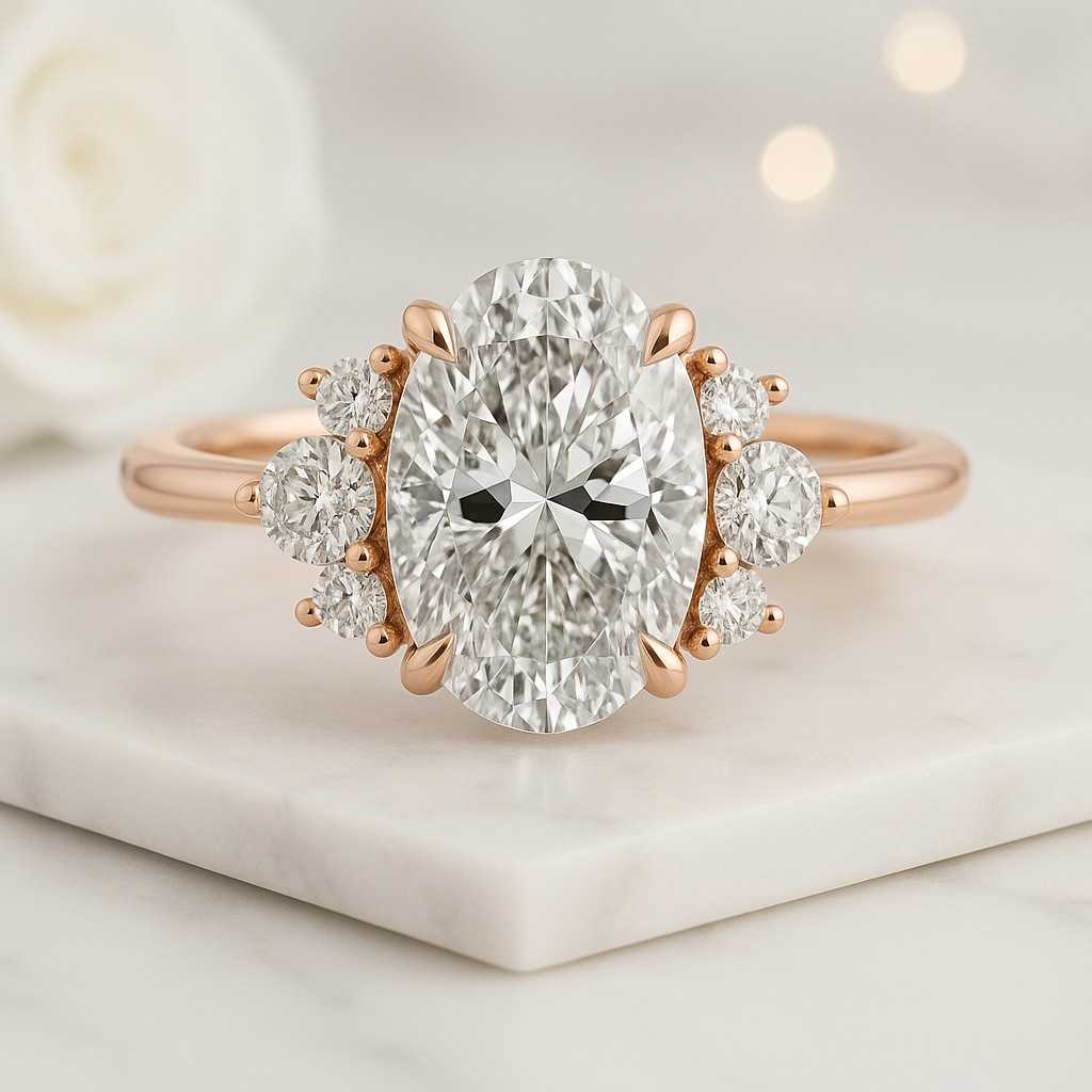 Pave Set Lab Grown Diamond Accent Ring Prong Set Diamond Ring 14K White Gold Anniversary Ring