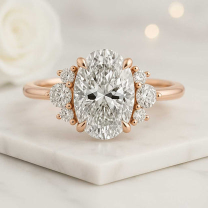 Pave Set Lab Grown Diamond Accent Ring Prong Set Diamond Ring 14K White Gold Anniversary Ring