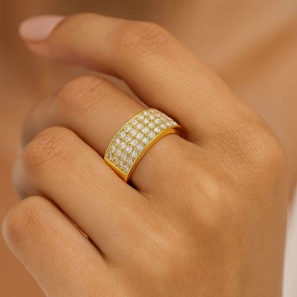 Pave Set Round Cut Lab Diamond Wedding Band Round Cut Lab Diamond Ring 14K Micro Pave Full Eternity Diamond Band