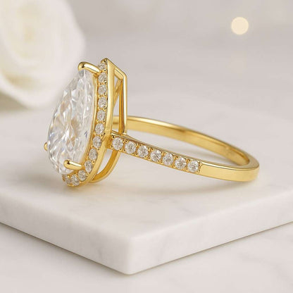 Pear Cut Engagement Ring Half Eternity Wedding Band Anniversary Rings