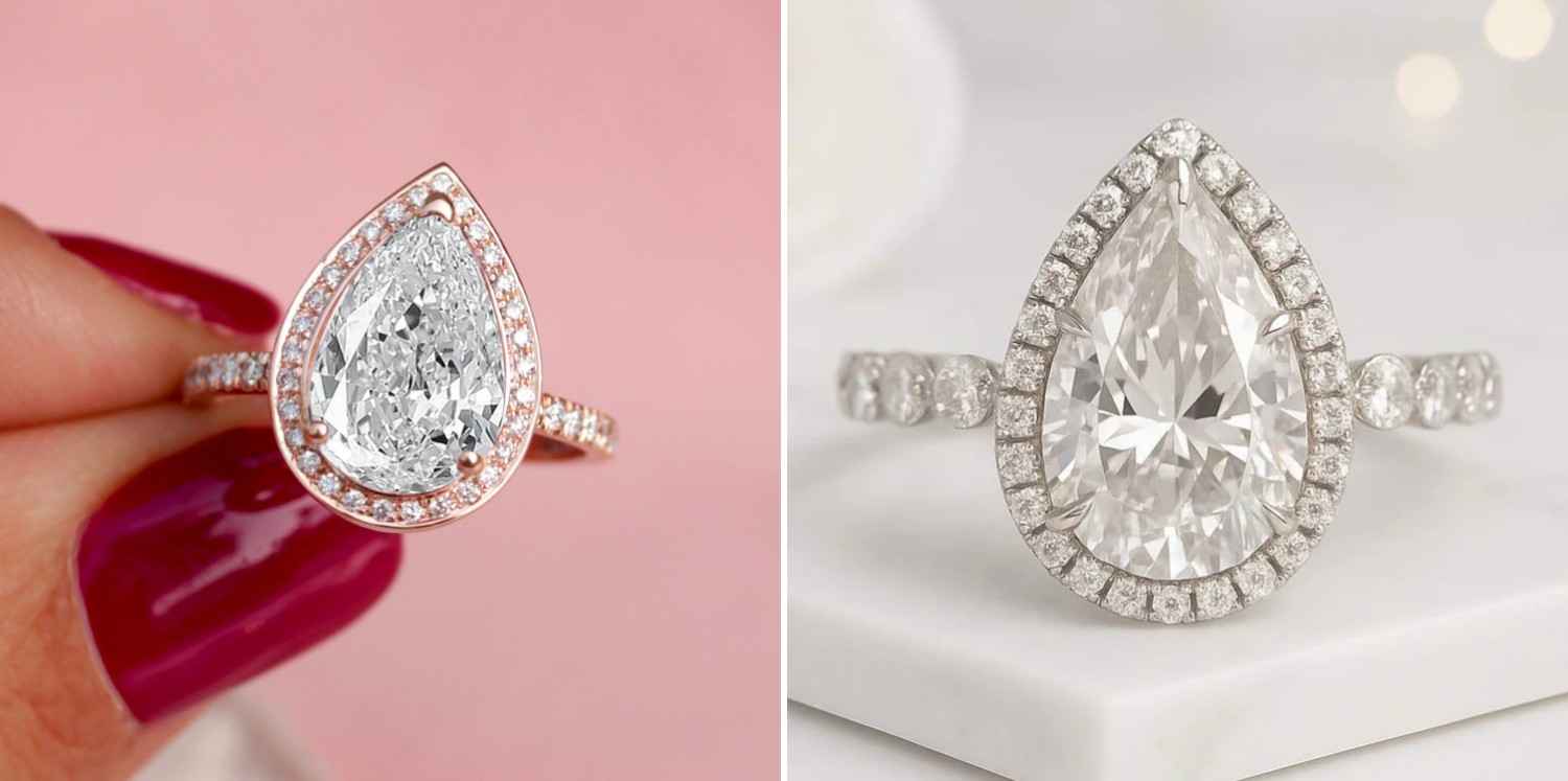 Pear Cut Halo Ring