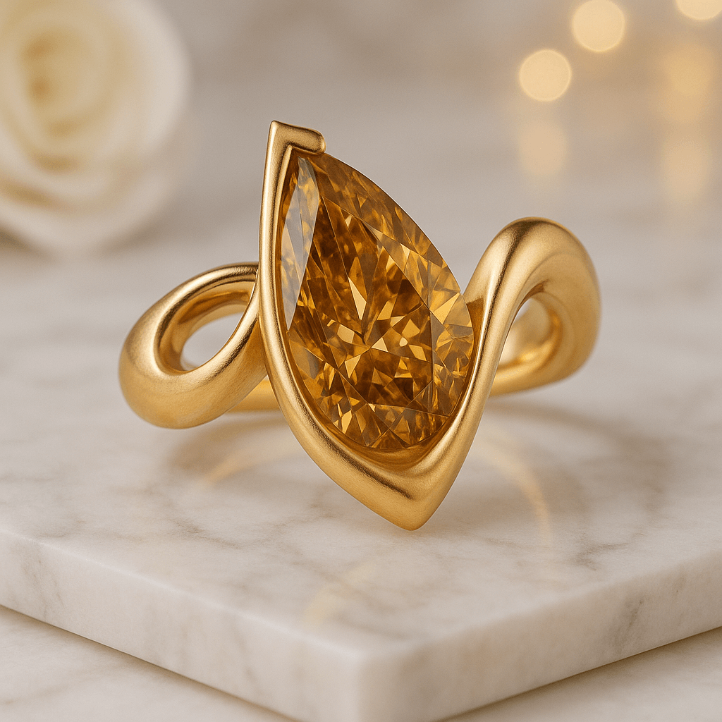 Pear Cut  Lab Grown Diamond Curved Proposal Ring